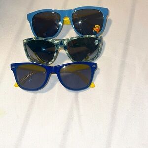 3 kids shades- 1 unknown, 1 Minions and 1 Jurassic Park EUC